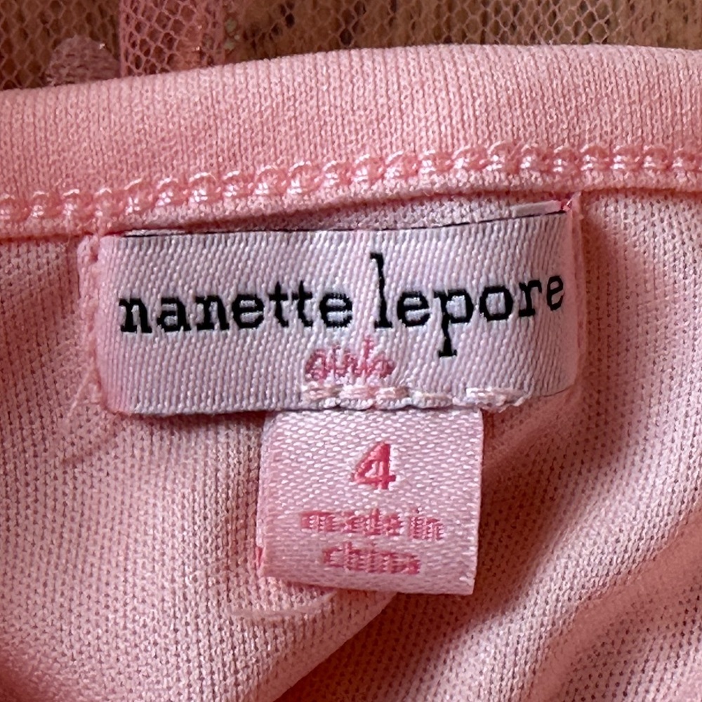 Nanette Lepore Girls Pink Tulle Metallic Gold Stars Dress size 4 - Picture 4 of 11